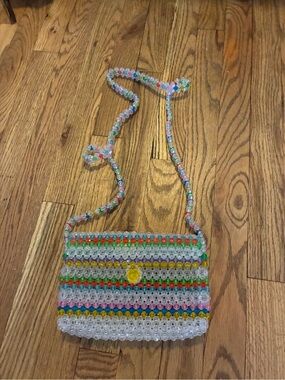 Susan Alexandra  Multicolor Beaded Crossbody Bag - Clear & Rainbow